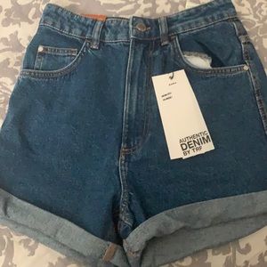 Zara Authentic Denim High Waist Mom Fit Shorts